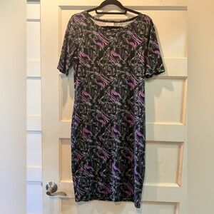 LuLaRoe Disney Maleficent and Diablo Julia s/s pencil dress. Size L.